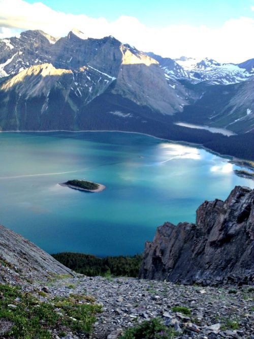 Top of the scree slope - we slipped and slithered more or less all the way down to the level of the lake...