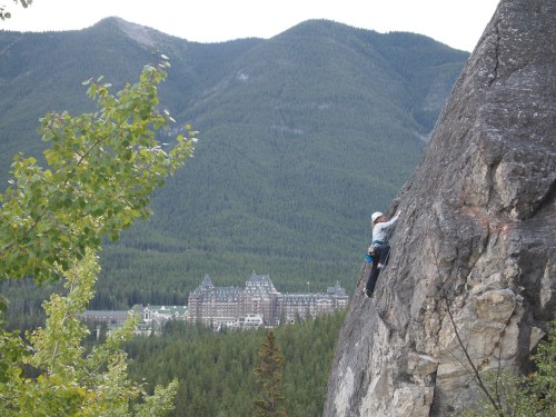 In Banff, met up with a friend from Australia and spent an afternoon playing about - can you beat that backdrop? (Black Band, Tunnel Mountain)