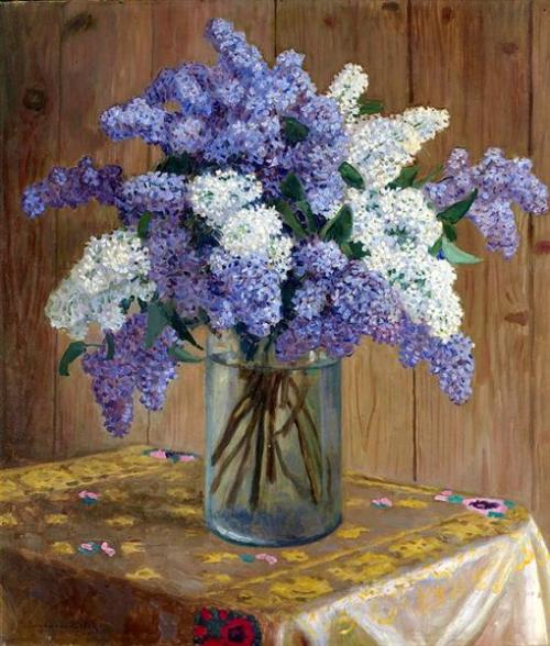 nikolay bogdanov-belsky still-life-with-lilacs